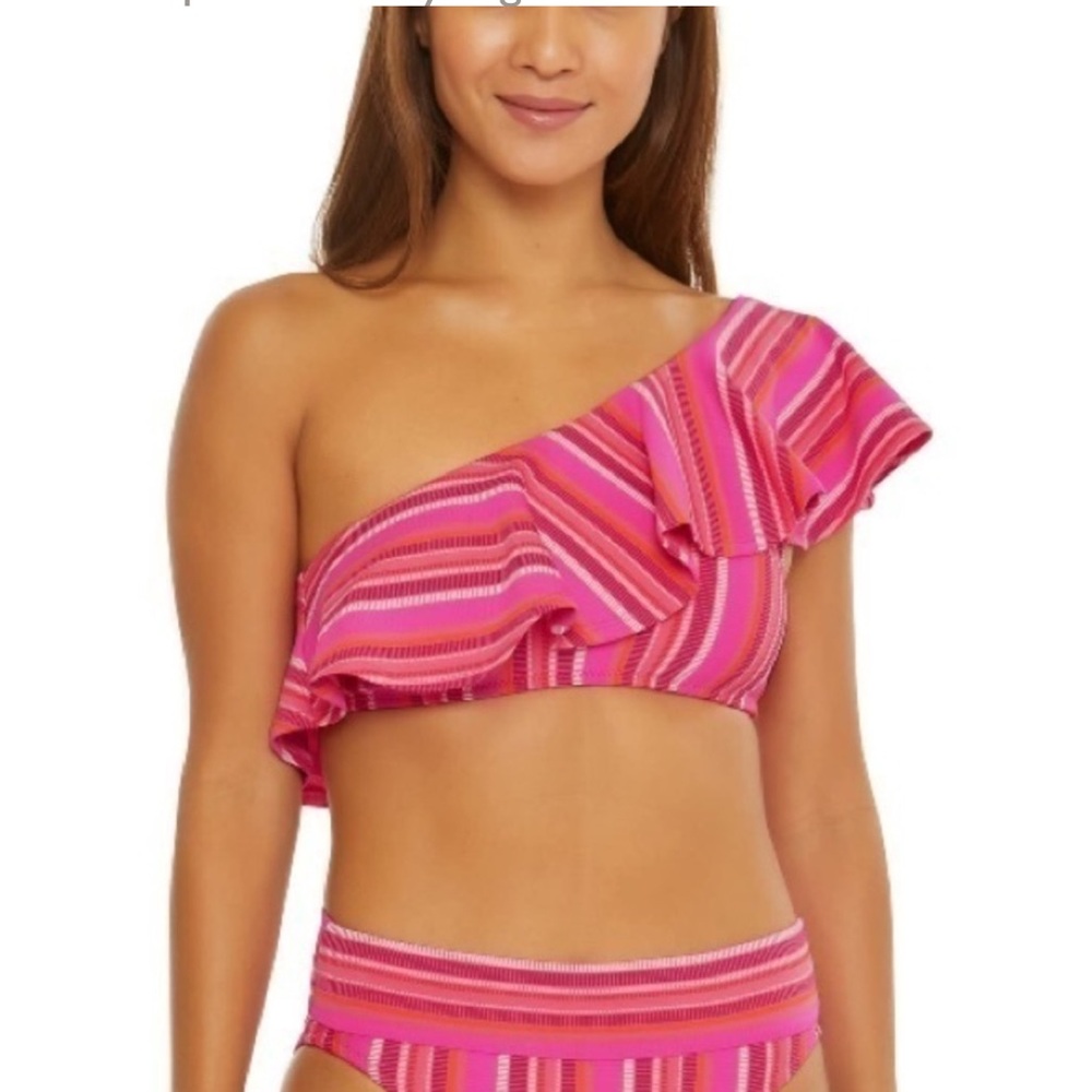 NEW💕Trina Turk Swim and Spa Collection MARAI RUFFLE TOP Asymmetrical swim top